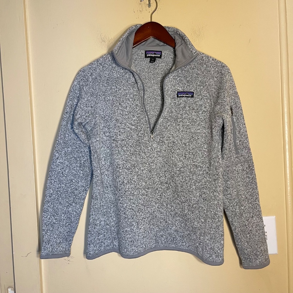 Women's Better Sweater Patagonia Light Birch White Quarter-Zip Fleece Pullover - Picture 2 of 9